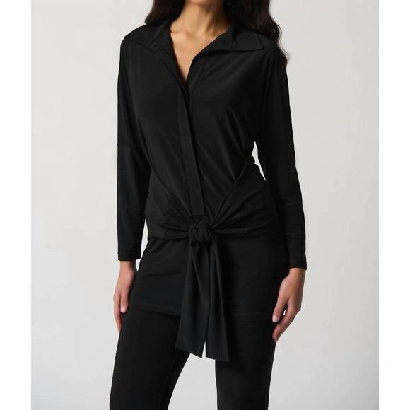 NEW JOSEPH RIBKOFF silky knit collared tunic in black - Picture 1 of 2